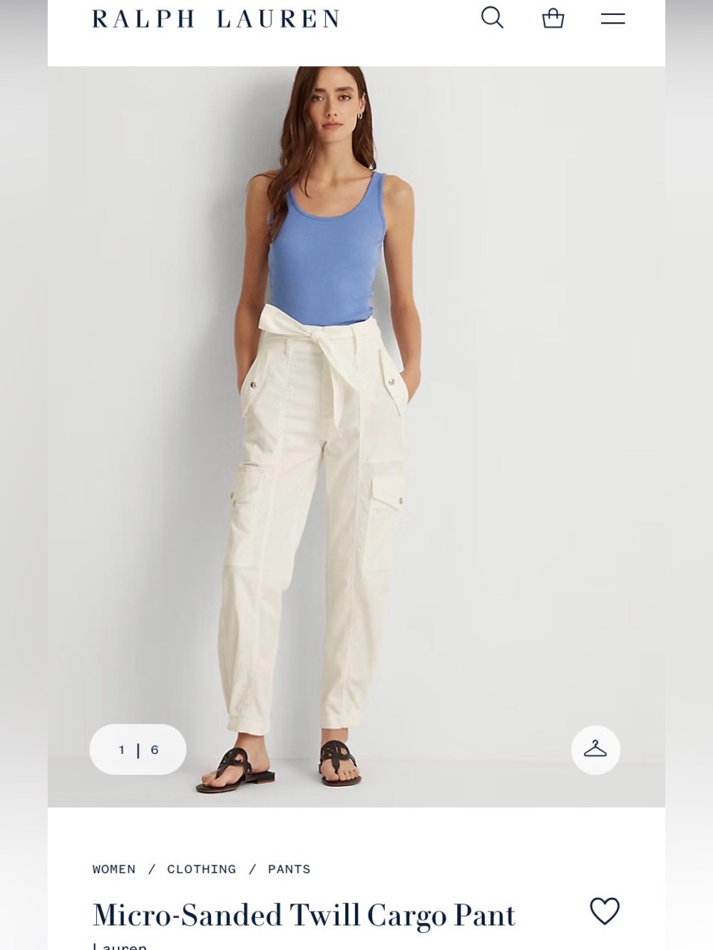 Ralph Lauren women’s White Cargo Joggers size 14